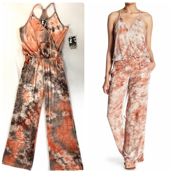 Young Fabulous Broke Lavender Rose Pink Velvet Tie Dye Jumpsuit XS - Picture 3 of 14